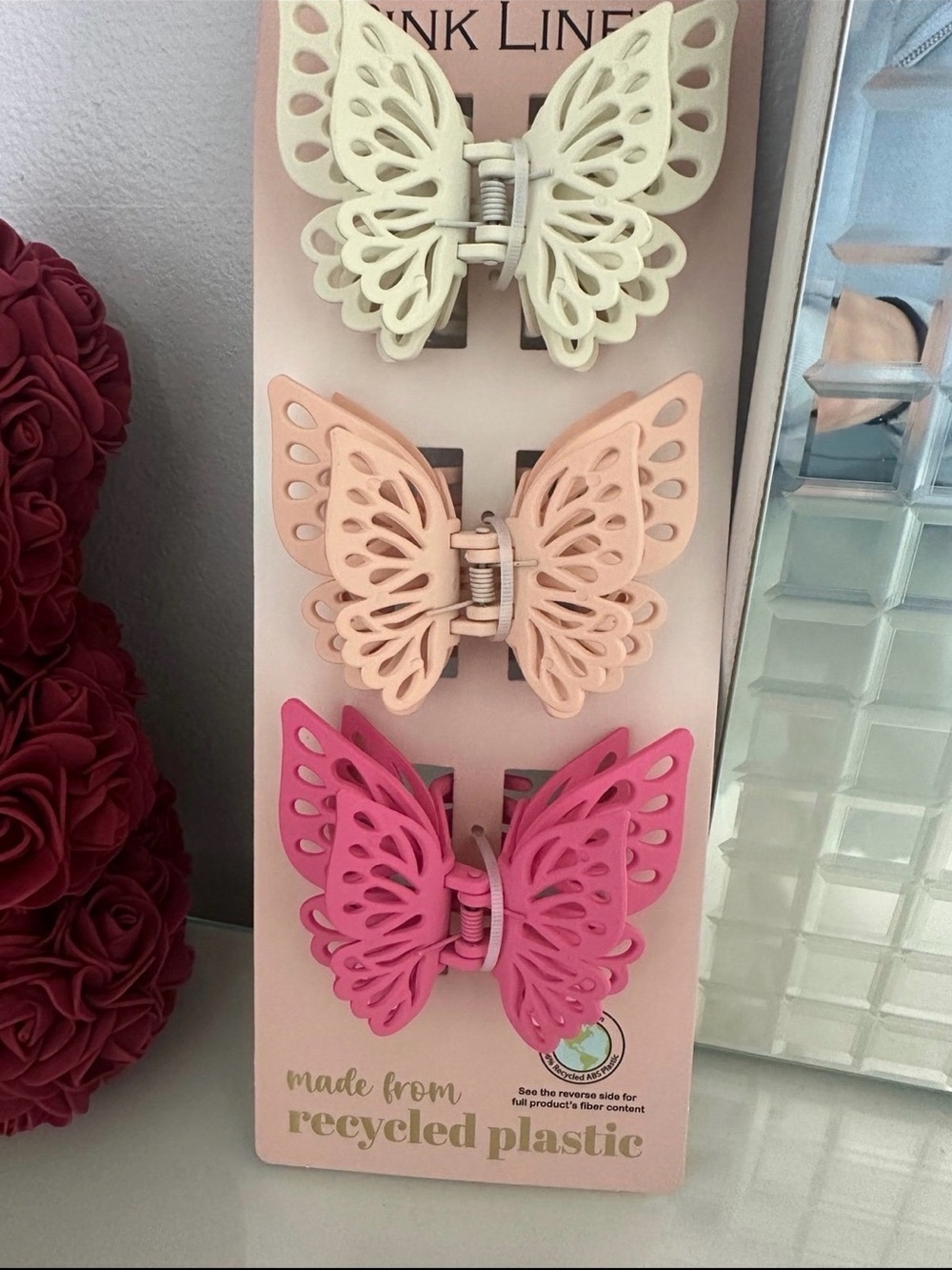 Butterfly Hair Claw Set - Pink, Peach, Cream